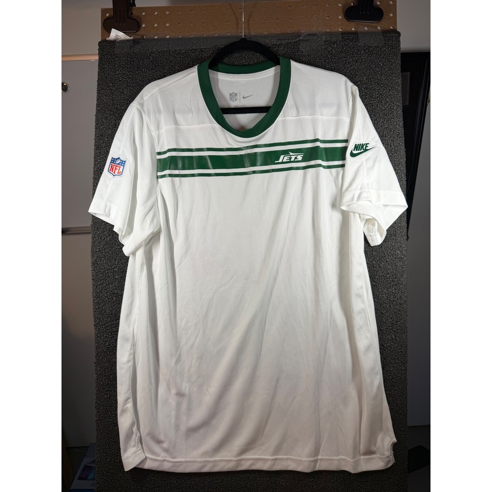 Nike New York Jets NFL T-Shirt Mens Large White Green Dri-FIT Training Top